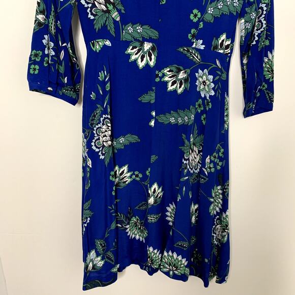 Hobbs London Marietta Midi Dress Blue Floral Womens Size US 2 AZURE APPLE GRN - Picture 10 of 16